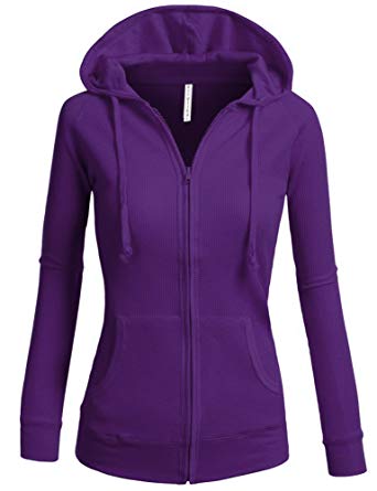 ViiViiKay Womens Casual Warm Thin Thermal Knitted Solid Zip-up Hoodie Jacket