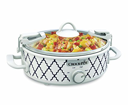 Crockpot SCCPCCM250-BT Mini Casserole Crock Slow Cooker, 2.5 quart, White/Blue