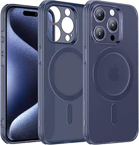 ESR for iPhone 15 Pro Case, Compatible with MagSafe, Military-Grade Protection, Resists Yellowing and Scratches, Magnetic Phone Case for iPhone 15 Pro, Zero Series, Frosted Dark Blue