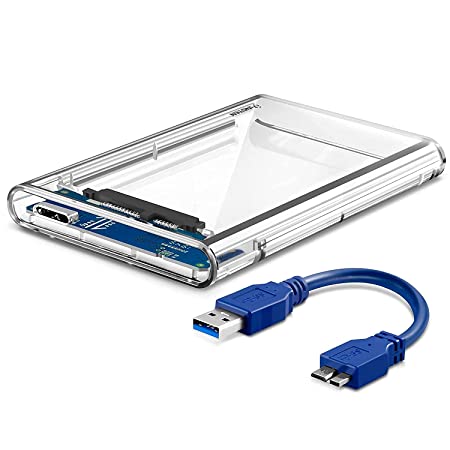 SmartTech 2.5 inch Laptop SATA Hard Drive HDD/SSD Enclosure USB 3.0 External Sata Hard Disk transparent Casing,Portable Internal Hard Drive to External Use case for Laptop PC Desktop-1Year Warranty (2.5 USB 3.0)