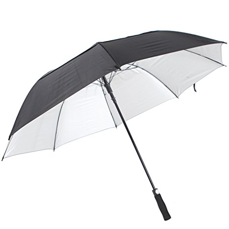 LOHAS Home Golf Umbrella with Double Canopy 60 Inch in Full Arc, Constructed of Full Fiberglass Shaft and Frame to Withstand High Speed Wind, Automatic Open Button for Easy Handling