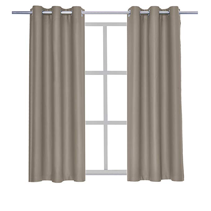 Sheeroom Blackout Curtains for Living Room Thermal Insulated with Grommet Top, 42x63 inch, Taupe, 1 Curtain Panel