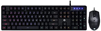 HP K300 Backlit Membrane Wired Gaming Keyboard with Mixed Color Lighting&M260 RGB Backlighting USB Wired Gaming Mouse, Customizable 6400 DPI, Ergonomic Desig, Lightweighted /3 Years Warranty,Black