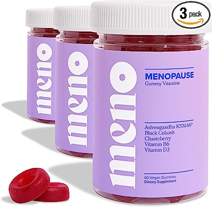 MENO Gummies for Menopause, 30 Servings (Pack of 3) - Hormone-Free Menopause Supplements for Women with Black Cohosh & Ashwagandha KSM-66 - Helps Alleviate Hot Flashes, Night Sweats, & Mood Swings