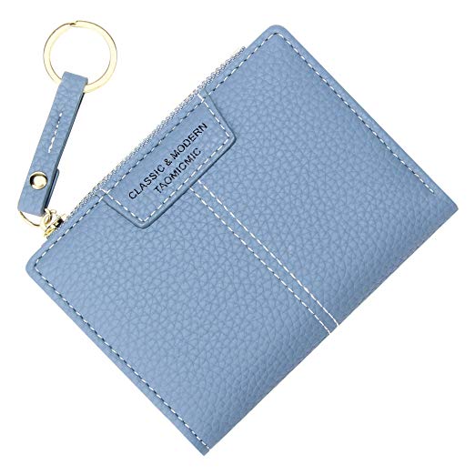 Small Compact Bifold Wallets for Women Girls Credit Card Holder with Keychain