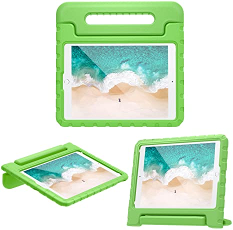 MoKo Case Fit New iPad 7th Generation 10.2" 2019 / iPad 10.2 Case/New iPad Air (3rd Generation) 10.5" 2019 / iPad Pro 10.5 2017, Kids Friendly Shock Proof Handle Protective Stand Cover Case - Green