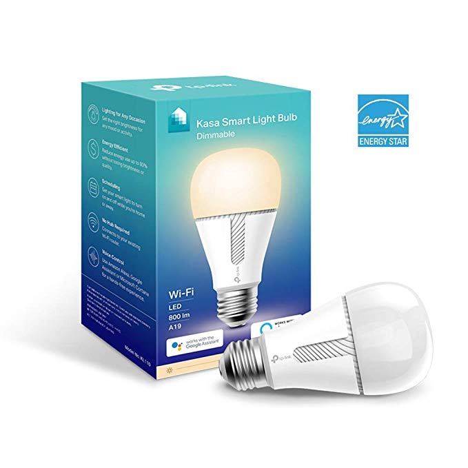 Kasa Smart WiFi Light Bulb, Dimmable by TP-Link – No Hub Required, Works with Alexa & Google (KL110) (Renewed)