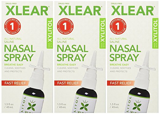 XLEAR Nasal Spray, 1.5 oz. (3 Pack) Natural Saline and Xylitol Moisturizing Sinus Care - Immediate and Drug Free Relief From Congestion, Allergies, and Dry Sinuses