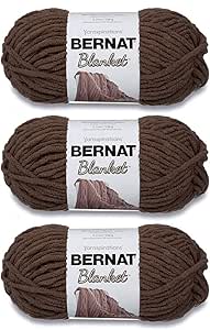 Bernat Blanket Taupe Yarn - 3 Pack of 150g/5.3oz - Polyester - 6 Super Bulky - 108 Yards - Knitting/Crochet