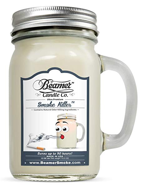 Beamer 12oz Smoke Killer (Removes Smoke Smell) Scented Candle Co. Ultra Premium Jar Candle. 90 Hr Burn Time. USA Made