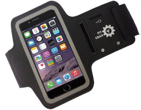 iPhone 6 Armband - Soft Sweatproof Neoprene Anti-slip Screen Protector Case from Fit Gear for your Apple Phone/iPod 6 - Adjustable for Guys & Girls - Protect your investment while running & exercising