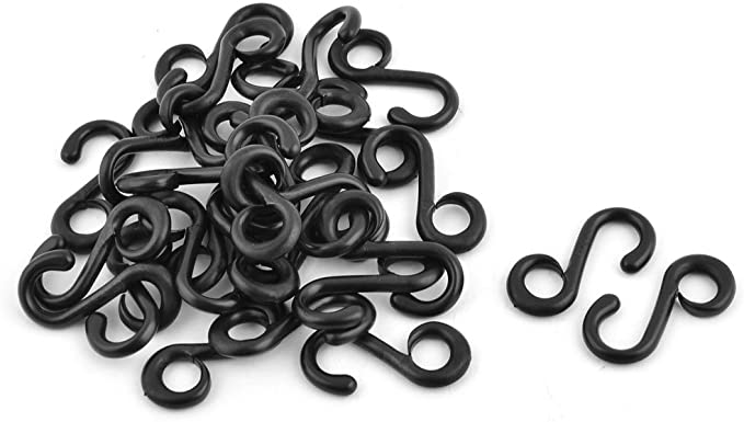 uxcell Plastic Bag S Shape Strap Connective Swivel Snap Ring Hooks Buckle 30pcs Black