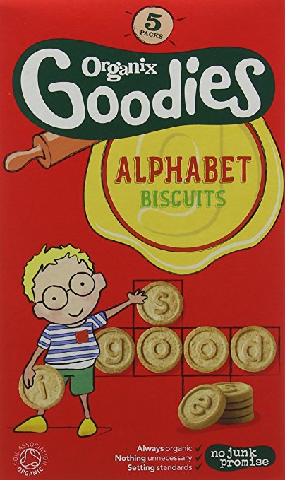 Organix Goodies From 12 Months Organic Alphabet Biscuits 5 x 25 g (Pack of 6, Total 30 Packets)