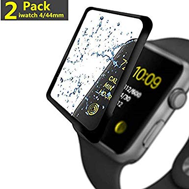 [2-Pack] Apple Watch Serie 4 44MM Screen Protector, hairbowsales [9H Hardness] [Anti-Scratches] [Anti-Fingerprint] Tempered Glass Screen Protector Film Compatible Watch Serie 4 44MM [Black]