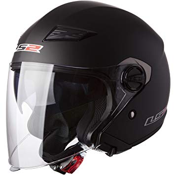 LS2 Helmets 569-3016 Track Solid Open Face Motorcycle Helmet with Sunshield (Matte Black, XX-Large)