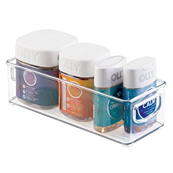 mDesign Storage Organizer Bin for Vitamins, Supplements, Health Supplies - Clear