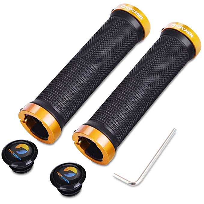 TOPCABIN Bicycle Grips,Double Lock on Locking Bicycle Handlebar Grips Rubber Comfortable Bike Grips for Bicycle Mountain BMX