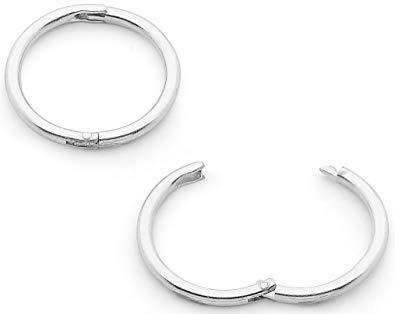 365 Sleepers 1 Pair Solid Sterling Silver 18G Hinged Hoop Sleeper Earrings Made In Australia 8mm / 10mm / 13mm / 16mm / 22mm