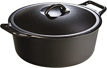 Lodge 6.62 Litre / 7 Quart Pre-Seasoned Cast Iron Dutch Oven, Black