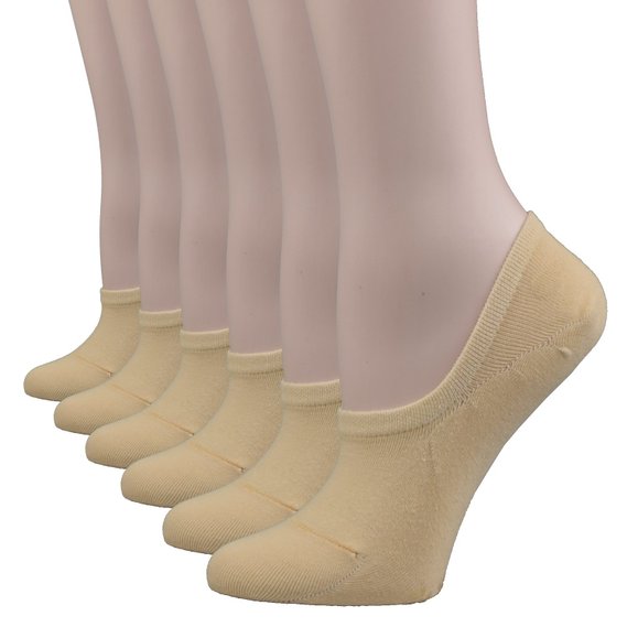 Fitu Women's 6 Pairs Cotton No Show Liner Socks Non Slip Low Cut