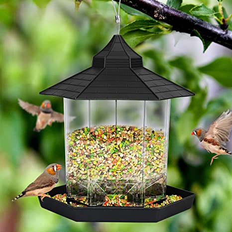 Bird Feeders for Outside Hanging,Bird Seed for Outside Feeders for Garden Yard Outdoor Decoration (Black)