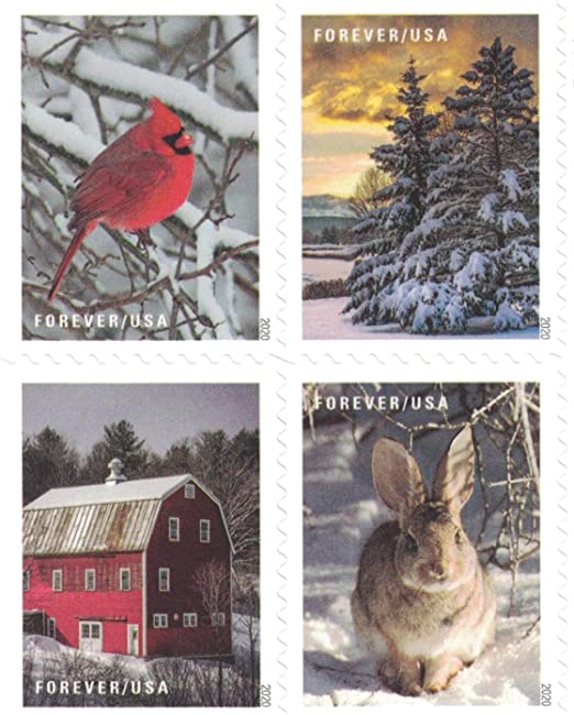 USPS Forever Stamps Winter Scenes - Book of 20 Postage Stamps