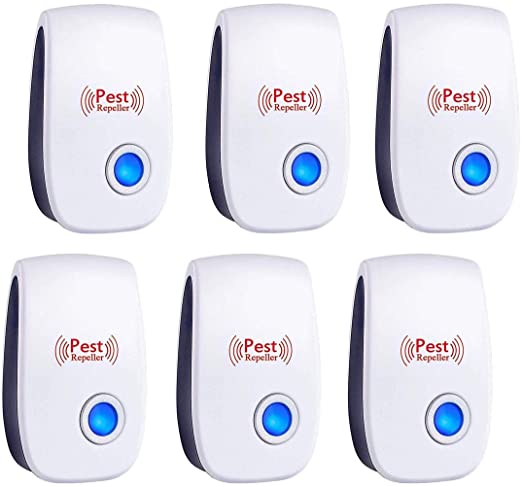 Jricoo Ultrasonic Pest Control Plug in,Pest Reject Ultrasonic Repeller 6 Pack, Pest Control Ultrasonic Repellent,Pest Defender Ultrasonic Plug in for Mice,Mouse, Roach, Ants, Mosquito, Cockroach
