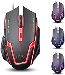 Magece G1 Professional Ergonomic Opticcal USB Wired Computer Gaming Mouse,4 DPI Adjustment Levels,6 Button,Breathing Light for PC MAC in Black