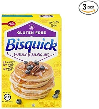 Betty Crocker Bisquick Baking Mix, Gluten Free Pancake and Baking Mix, 16 Oz Box (Pack of 3) (Premium pack)