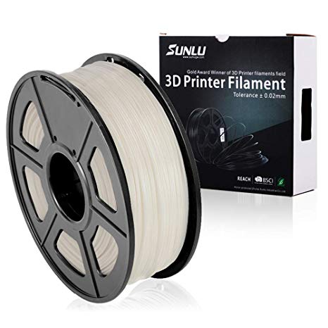 SUNLU ABS Plus 3D Printer Filament - 1KG(335m/1099ft) 1.75mm, Dimensional Accuracy  /- 0.02 mm, 1KG(2.2LBS) Spool 1.75 mm, White