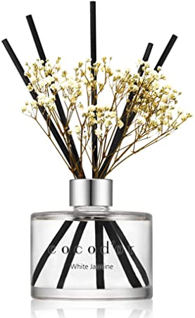 Cocod'or Flower Reed Diffuser/White Jasmine / 6.7oz(200ml) / 1 Pack/Home & Office Decor Aromatherapy Diffuser Oil Gift Set