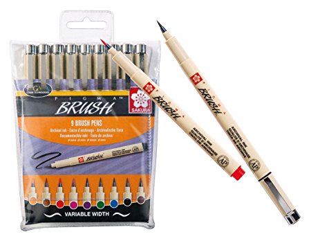 Sakura Pigma Brush Pens - Set of 9 Colours