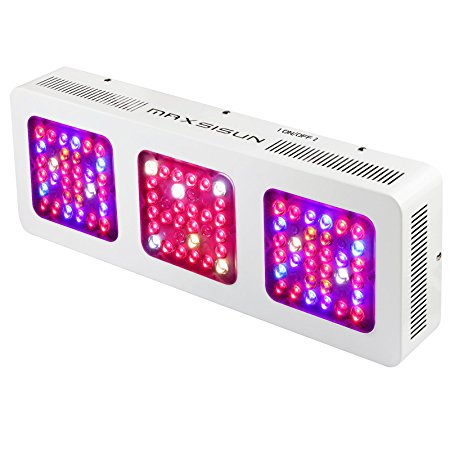 MAXSISUN 480W LED Grow Light 12-band Full Spectrum Veg and Bloom Switches with Secondary Optics Lens for Indoor Plants
