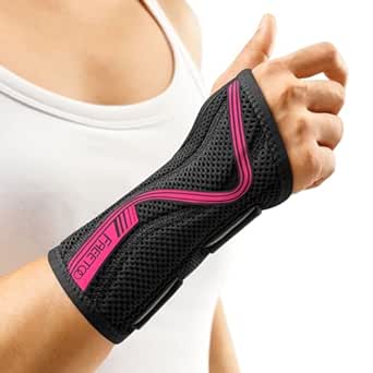 FREETOO Wrist Brace for Carpal Tunnel,[New Upgrade-Anatomically shaped] Adjustable Wrist Support Splint for Men and Women,Hand Brace for Pain Relief, Tendinitis,Arthritis,Right Hand,Small,Black-Rose Red