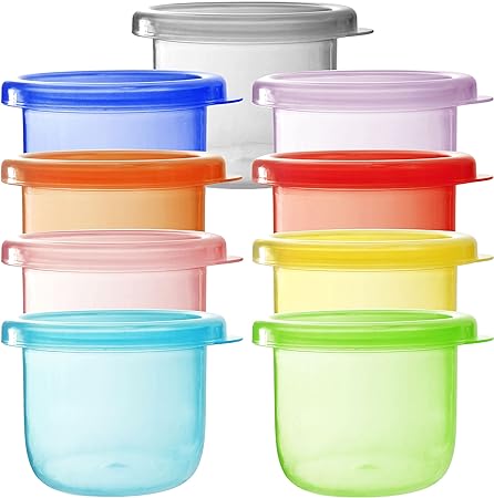 Youngever 9 Pack Snack Containers, Meal Prep Containers, Sauce Containers, Small Food Storage Containers with Lids, Condiment Cups Containers with Lids, Dressing Container (4 Ounce)
