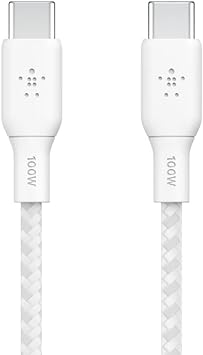 Belkin BoostCharge USB-C to USB-C Power Cable (2M, 6.6ft), Fast Charging Cable with 100W Power Delivery, USB-IF Certified, Compatible with MacBook Pro, Chromebook, Samsung Galaxy, iPad, & More - White