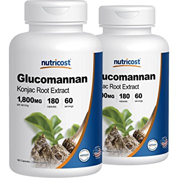 Nutricost Glucomannan 1,800mg Per Serving, 180 Capsules (2 Bottles)