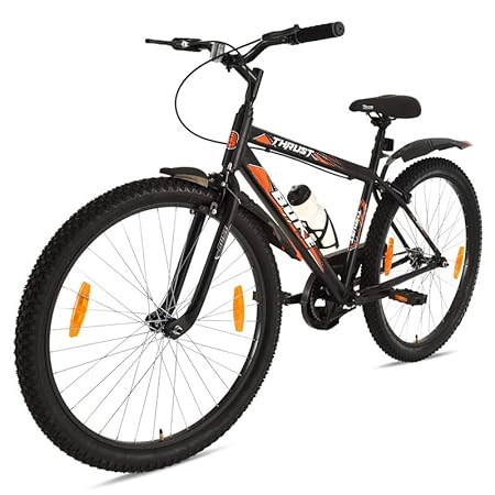 Avon Buke Bicycles Thrust 26T MTB Cycle for Adults | Wheel Size:26 inches | High-Tensile Steel Frame:17.5 inch | Rigid Fork | Caliper Brake | Steel Rim | Mudguards & Bottle | Matt Gloss Finish(Black)