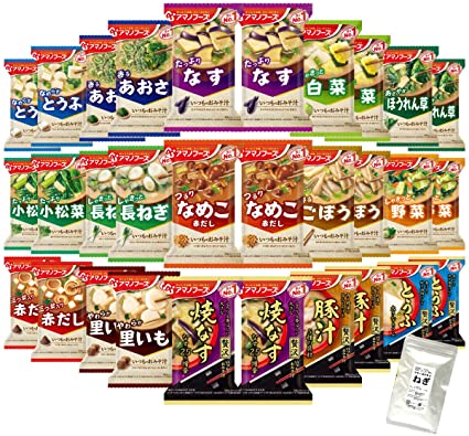 アマノフーズ フリーズドライ いつもの おみそ汁 15種類 30食 小袋ねぎ1袋 セット