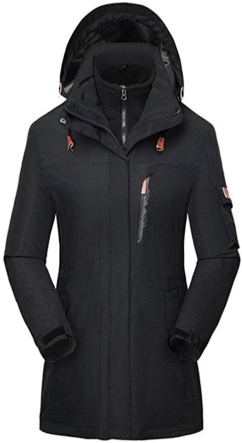 Women Snow Jacket 3 in 1 Windproof Ski Snowboard Interchange Jackets Rain Coat Outwear Windbreaker