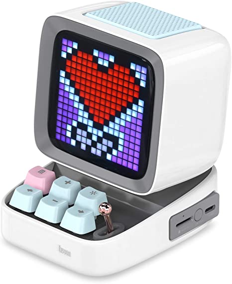 Divoom Ditoo Retro Pixel Art Game Bluetooth Speaker with 16X16 LED App Controlled Front Screen (White)