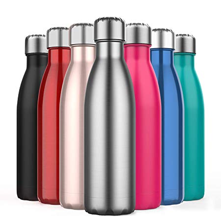 BICASLOVE Insulated Water Bottle, 500ml Double Wall Stainless Steel Vacuum Bottle Keep 18 Hours Hot & 24 Hours Cold - BPA Free for Outdoor Sports, Fitness, Camping, Hiking, Office,School