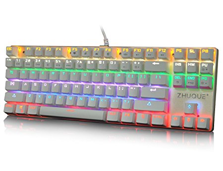 Hcman Teamwolf Mechanical Gaming Keyboard Aluminum Alloy Body LED Backlit, 87 Keys, Brown Switch