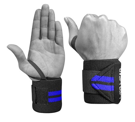 Wrist Wraps - Professional Quality Elastic - 18 Inch Pair of Two: Powerlifting, Bodybuilding, Weight Lifting, Crossfit Wrist Supports for Weight Training - 100%