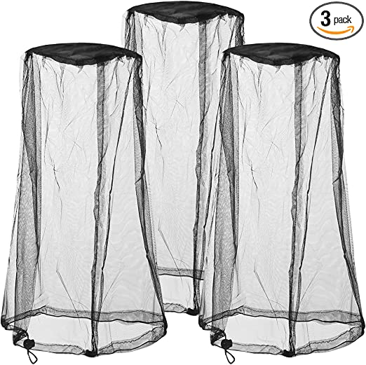 3 Packs Mosquito Head Nets Head Netting for Any Outdoor Works Over Most Hats Comes (3pcs, Black)