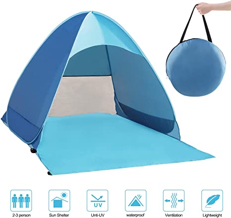 2020 Kekilo Pop Up Tent，UV Lightweight Waterproof Foldable Outdoor Beach Camping Tent as Sun Shelter Children Family and Dog on Garden,Beach