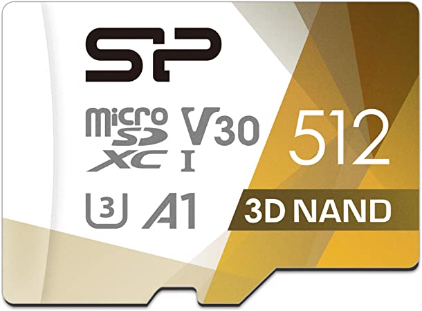 Silicon Power 512GB R/W up to 100/ 80MB/s Superior Pro microSDXC UHS-I (U3), V30 4K A1, High Speed MicroSD Card with Adapter