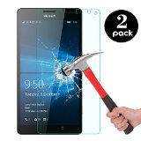 2 Pack Microsoft Lumia 950 XL Screen Protector OMOTON 026 mm 25D Tempered Glass Screen Protector for Lumia 950 XL 2015 Released 9H Hardness Crystal Clear Scratch Resist No-Bubble