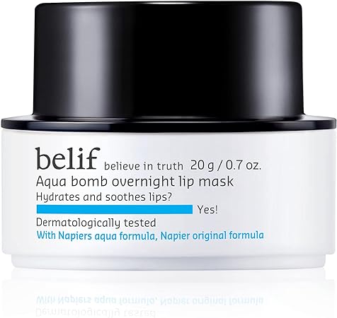 belif Aqua Bomb Overnight Lip Mask | Liightweight Lip Gel For Soothing and Hydrating | Normal, Dry, Combination & Oily Skin Type | Radiant & High Shine Finish | 0.7oz