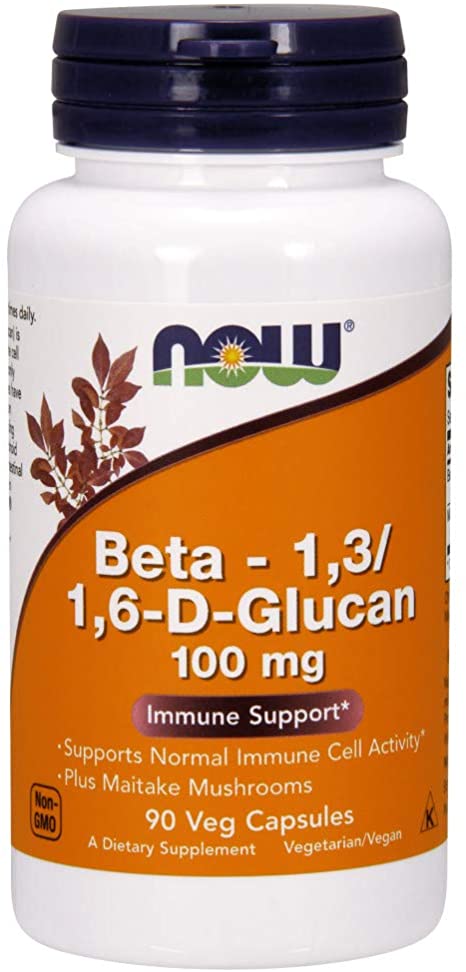 NOW Supplements, Beta 1,3/1,6- D-Glucan 100 mg with Maitake Mushrooms, 90 Veg Capsules